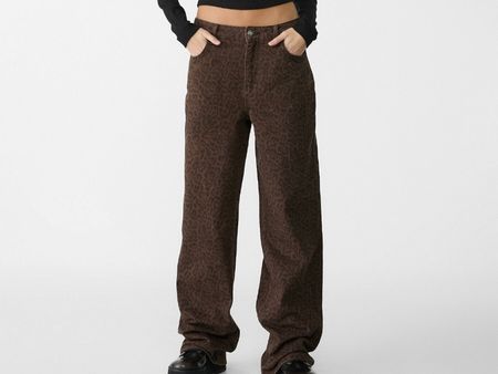 Stradivarius ANIMAL BAGGY - Jean boyfriend - brown