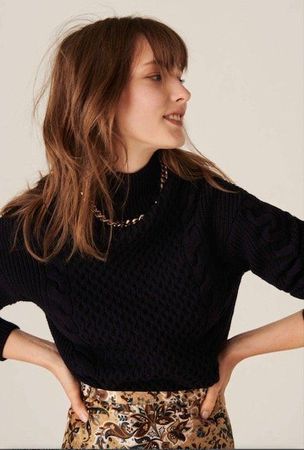 Neu Merino Schurwolle Tara Jarmon Blau Pullover
