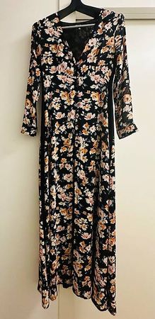 Missguided Black Floral Dress buttons down, new