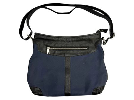 Sac bandoulière Francesco Rossis Zurich cuir noir tissu bleu