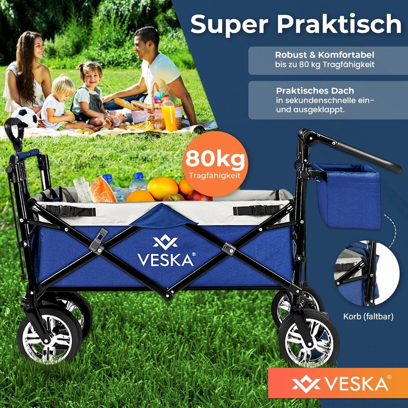 Sonstiges für Haushalt & Wohnen: VESKA Bollerwagen faltbar anthrazit/grau – Neu und originalverpackt aus Bottighofen von zaap 2
