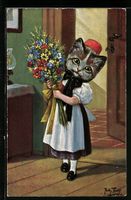 Arthur Thiele: Katzenmädchen in Tracht 