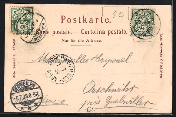Cartoline postali: AK Arlesheim, Eremitage, 1899 – Usato da Berlin venduto da bartko-reher 1