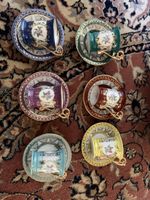 Set de 6 tasses avec soucoupes en porcelaine colorée