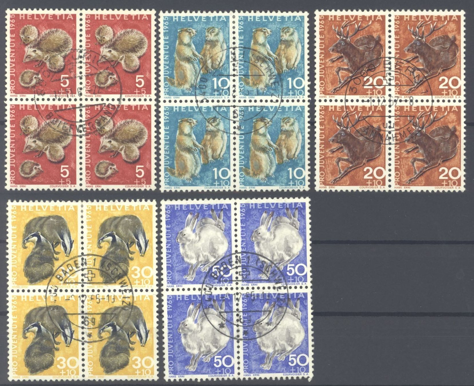 Tutti i francobolli: 1965, Pro Juventute, Viererblöcke, gestempelt – Usato da Willisau venduto da Vollstempel