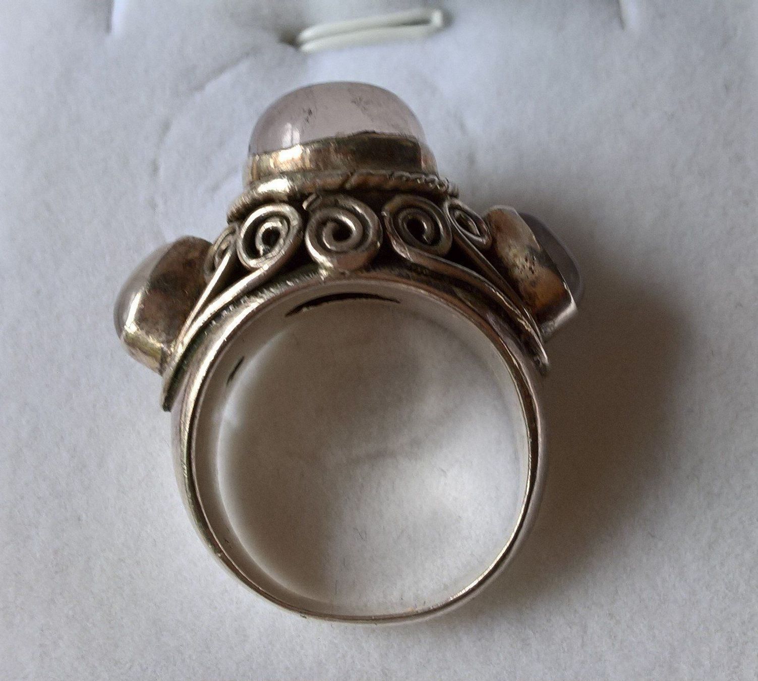 Anelli: 925Silber-3Stein ***verschnörkelter Ring + 3 Mondsteine*** – Usato da Ebnat-Kappel venduto da carastellabella 1