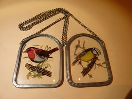 Glasbilder mit schönen zierlichen Vögel handgemacht