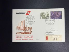 Swissair Erstflugbrief Zürich-Larnaca 1984