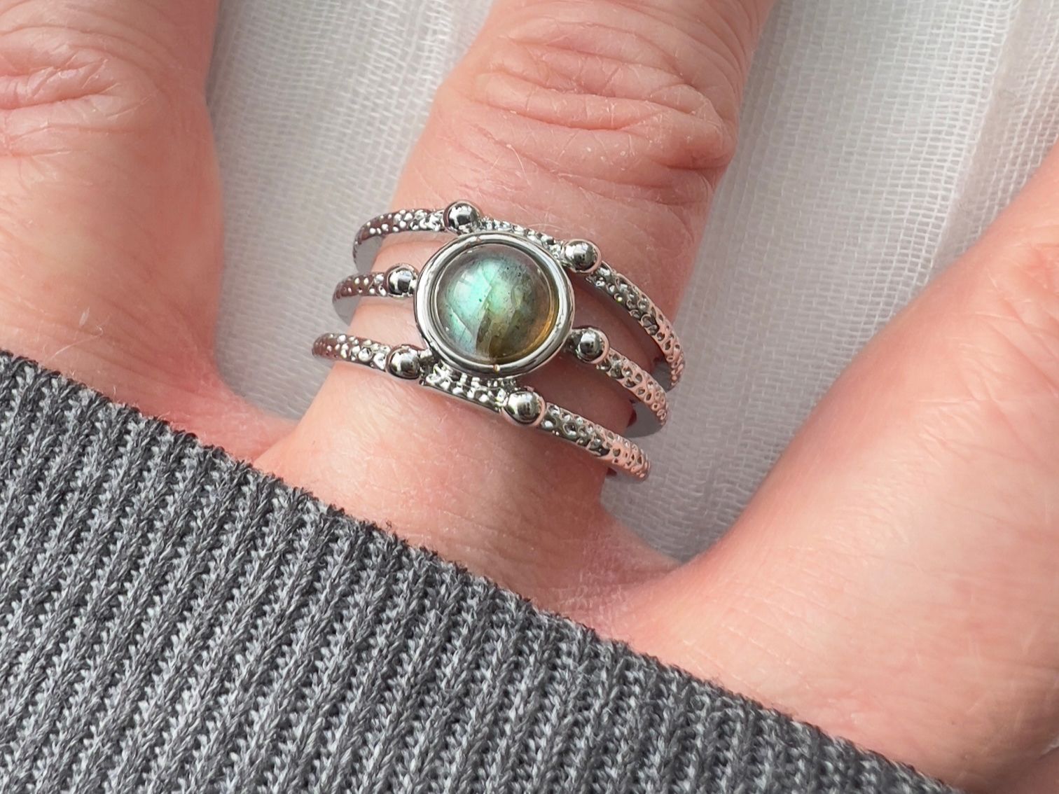 Anelli: Bague avec Labradorite - Labradorit Edelstahlring – Nuovo (secondo la descrizione) da Pully venduto da sunaddict