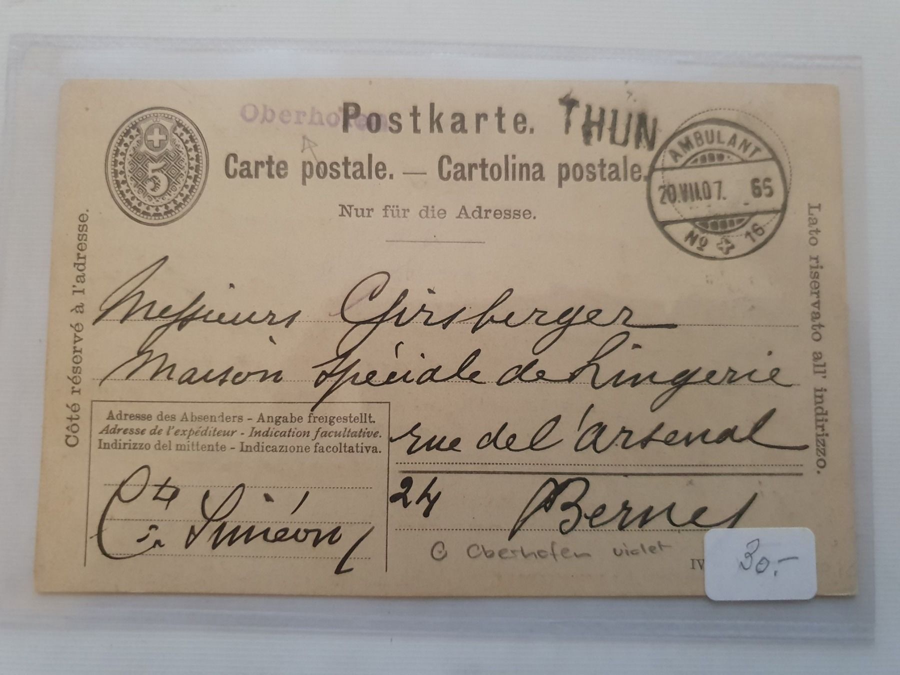 Tous les timbres: Postkarte Thun – D'occasion à Balgach par SIMEON27