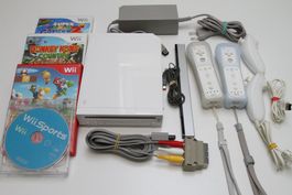 Nintendo Wii mit HDMI-Adapter und Spielen