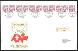 Gross-FDC 598R Rollermarke Elferstreifen ET 10.3.1992