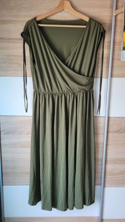 Green Wrap Dress 3/4 long Size L