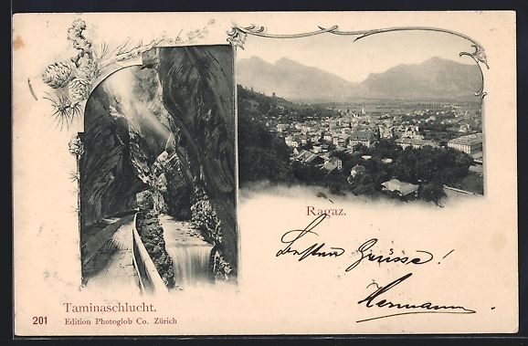 Cartoline postali: AK Ragaz, Teilansicht, Taminaschlucht – Usato da Berlin venduto da bartko-reher