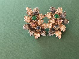 Rosévergoldete Blumen Vintage Ohrclips 925 Silber gestämpelt