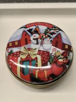 Runde Blechdose Happy New Year mit Weihnachtsmotiv neu