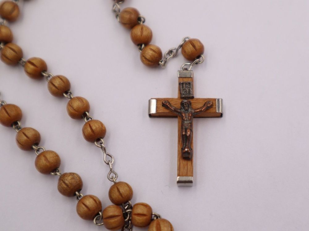 Heiliger Rosenkranz Holz Christentum Halskette Jesus Kreuz