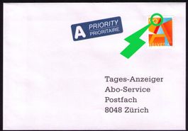 1995_887R_A-POST Faserpapier_Brief_markantes FASERBÜSCHEL !!