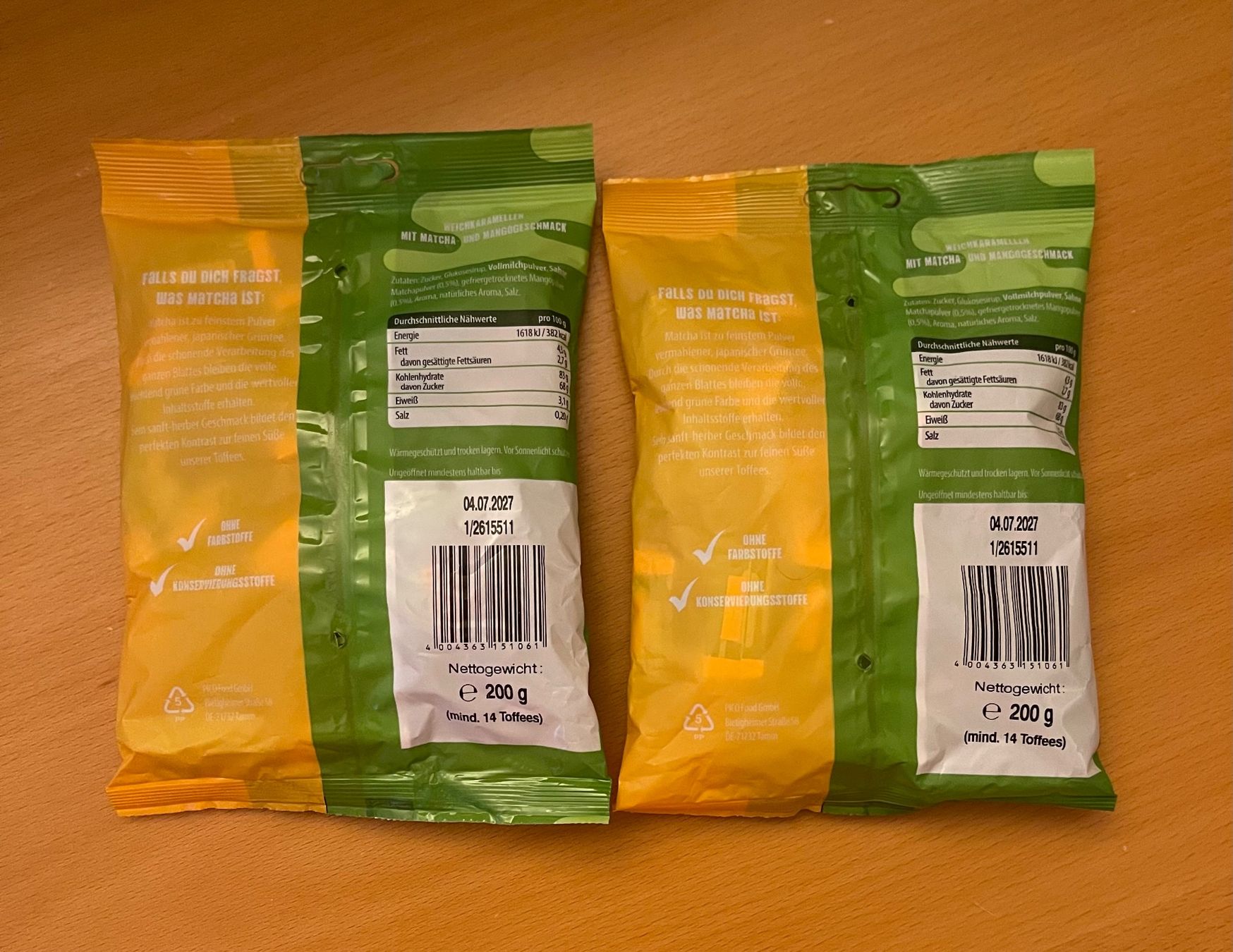 Cibi & Specialità: 2 Packungen Matcha Mango Toffees mit je 200g – Nuovo e nell'imballaggio originale da Basel venduto da Seifehuesli 1