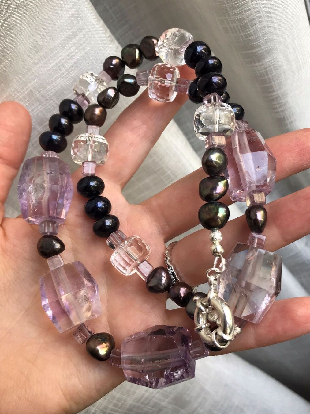 Catenine: Grosse Amethyst, Bergkristall, Perlen – Nuovo (secondo la descrizione) da Basel venduto da Chili007 8