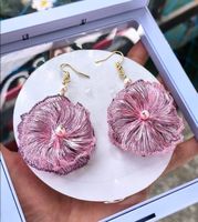 Boucles d'oreilles faits main fleurs de lotus vietnamiennes 