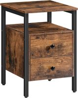 Nachttisch, Beistelltisch, Nachtschrank mit 2 Schubladen, 4