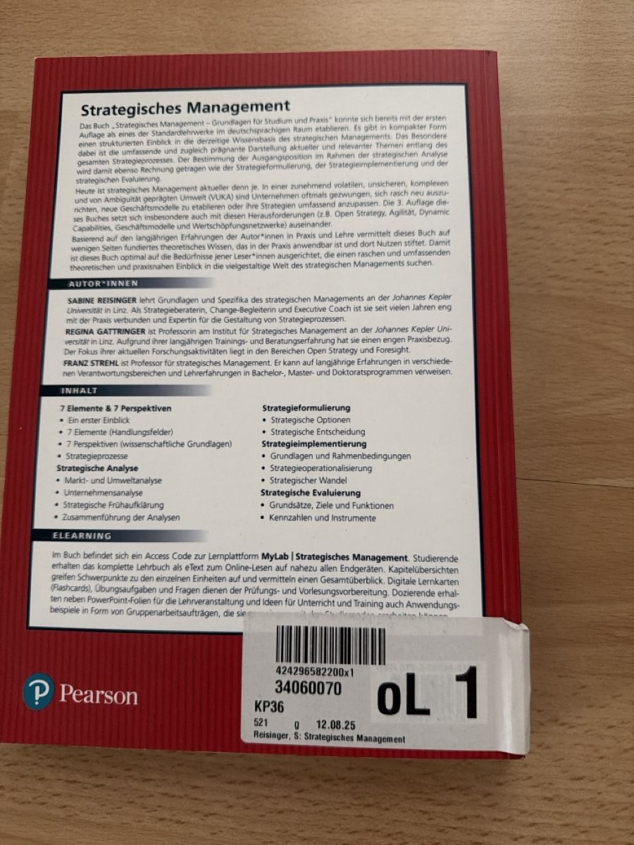 Bücher: Strategisches Management - Top Zustand - Studium geeignet – Gebraucht aus Sevelen von mat_9k6v 1