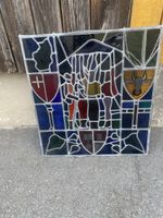 Buntglas Fenster mit Wappen Grösse ca. 61x61 cm