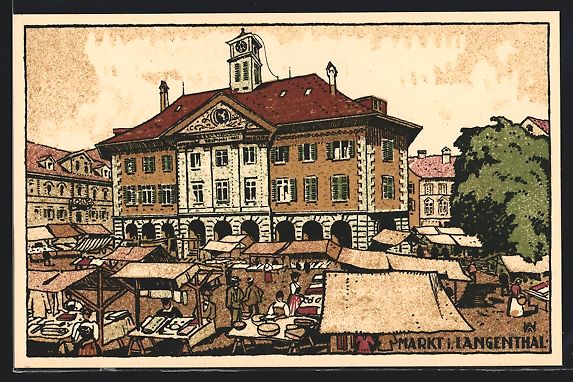 Ansichtskarten: Langenthal, Verkaufsstände auf dem Mark – Gebraucht aus Berlin von bartko-reher