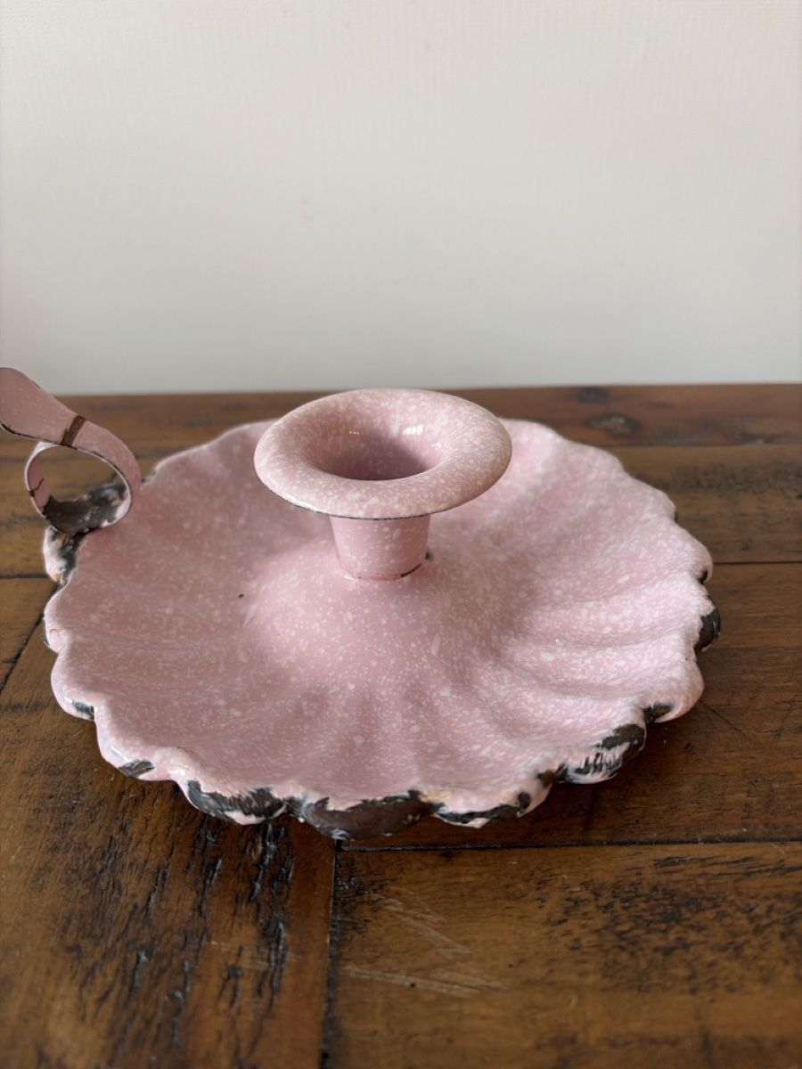 Portacandele: Emaille Kerzenhalter rosa – Usato da Rapperswil SG venduto da cosiba01