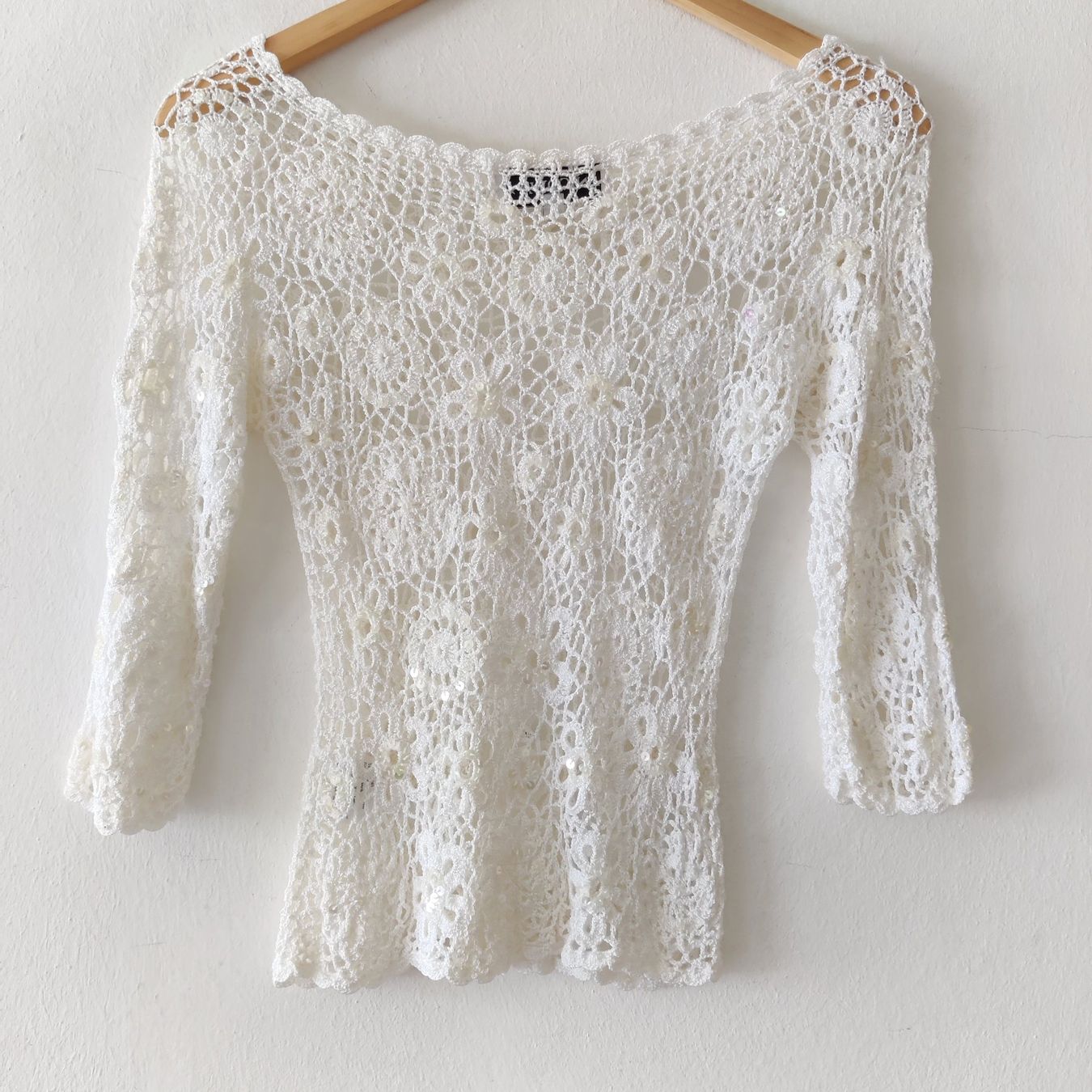 Maglioni & Felpe: NICOWA Häckel Pullover Wool Netz-Shirt Pulli weiss Gr.36 – Usato da Winterthur venduto da Lotusherz 3