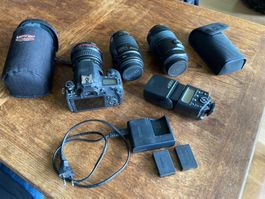 Canon EOS 77D mit 3 Objektiven und Blitz guter Zustand
