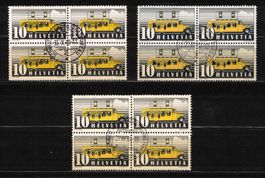 1937/46 Postauto alle 3 Varianten im 4er-Block ʘ
