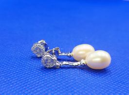 585 Weiss Gold Ohrstecker Mit Diamanten und Perlen