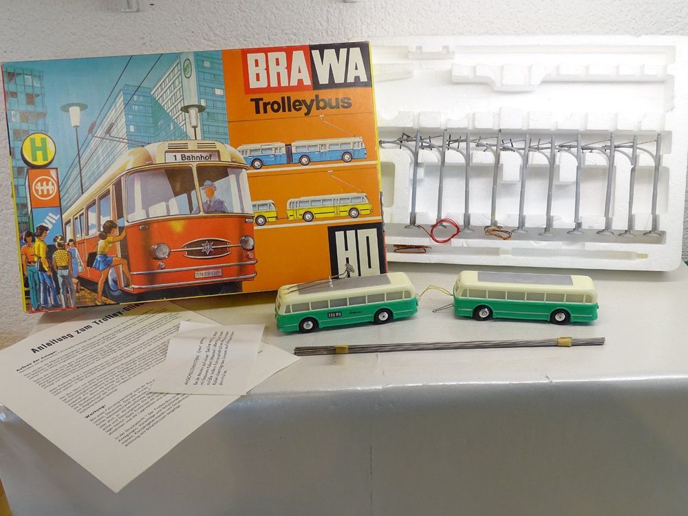 REMORQUE trolley bus HO jaune 4 roues 2 axes DGPM Eheim Brawa pas moteur éclair