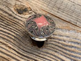 Ring Silber G:58,5 opulent Vintage extravagant rosé Emaille