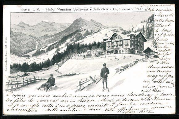 Ansichtskarten: Adelboden, Hotel Pension Bellevue mit Sc – Gebraucht aus Berlin von bartko-reher