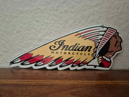 Emailschild Indian Motorrad Werkstatt Service Emaille Schild