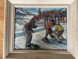 Top Oelgemälde - Curling - Peter Robert Berry? - Top!