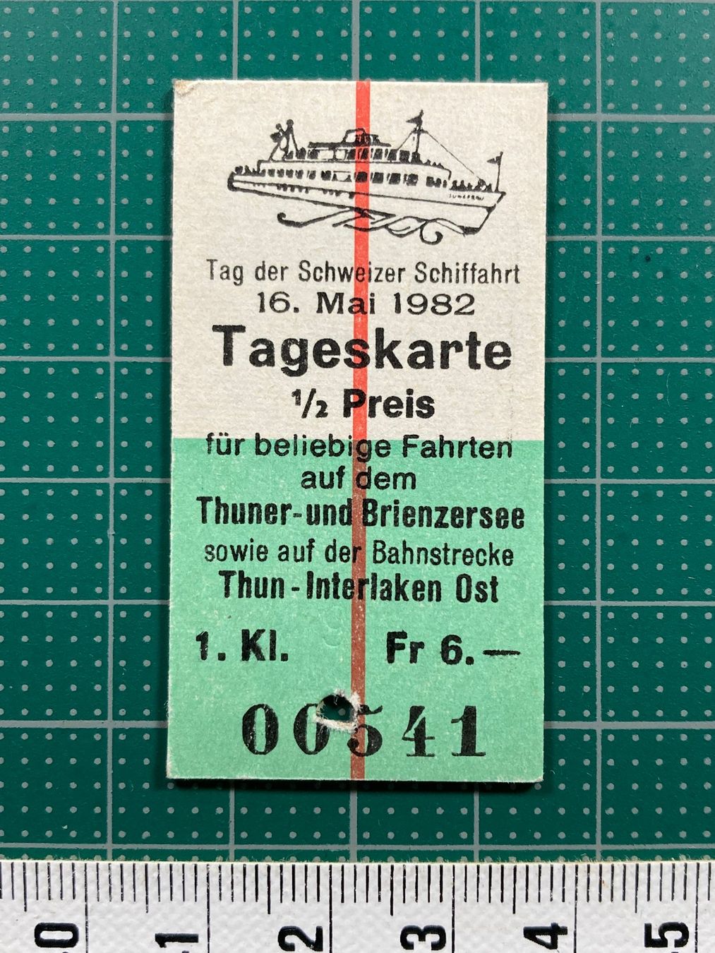 Biglietti: Ticket Schiff, Tag d. Schiffahrt 1982, Brienzer- / Thunersee – Usato da Lenzburg venduto da fh1