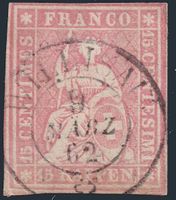 Strubel 10 Rp. - Willisau 9.3.1862, sauber zentrisch