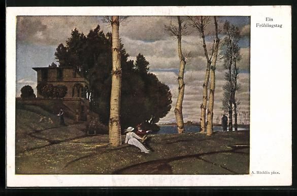 Ansichtskarten: Arnold Böcklin: Ein Frühlingstag, Paar – Gebraucht aus Berlin von bartko-reher