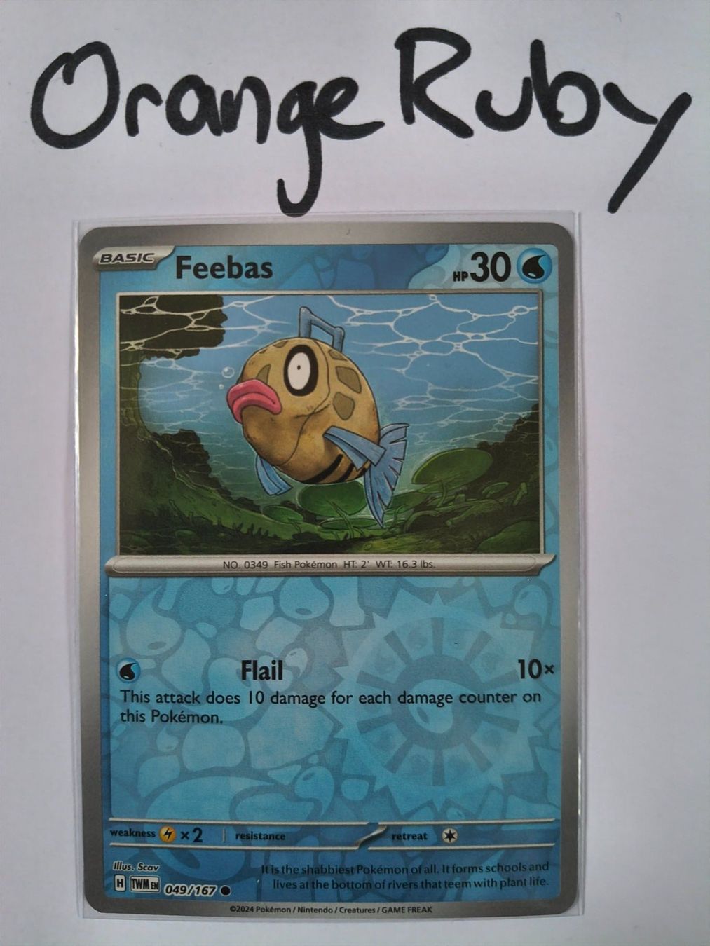 Pokémon Carte collezionabili: Feebas 049/167 REVERSE HOLO Twilight Masquerade TWM English – Usato da St. Gallen venduto da OrangeRuby