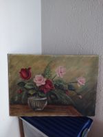 Ölgemälde Rosenstrauss, Vintage Malerei