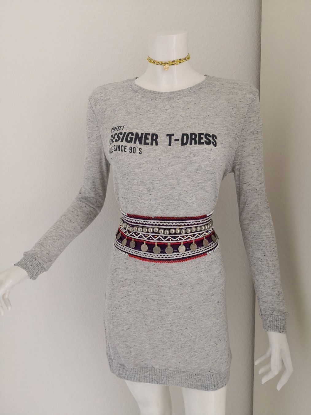 Mango Kleider: 🤩MANGO LANGARM STRICK-PULLOVER-KLEID GRAU&DRUCK & ARMANI P. – Gebraucht aus Olten von Naja-Twins-Twins