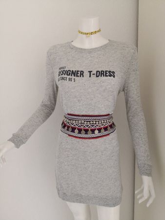 🤩MANGO LANGARM STRICK-PULLOVER-KLEID GRAU&DRUCK & ARMANI P.