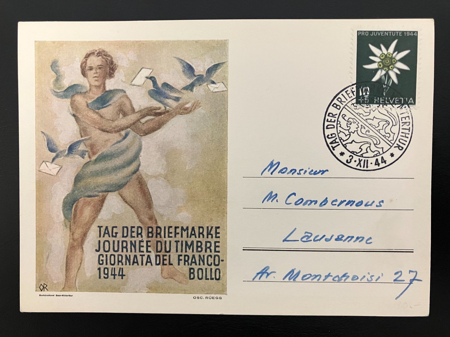 Tous les timbres: Postkarte Tag der Briefmarke 1944 Winterthur – D'occasion à Solothurn par Tomtom2910