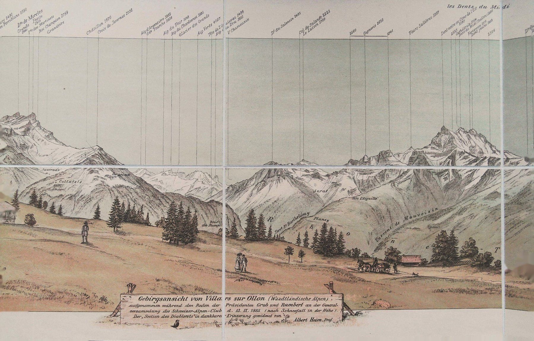 Incisioni: Villars sur Ollon  Panorama 1885 – Usato da Rafz venduto da Helvet32