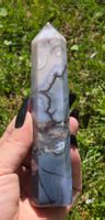 Blauer Blumenachat Obelisk D 215g