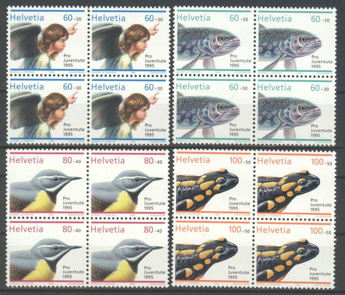Tutti i francobolli: 1995, Pro Juventute, Viererblöcke ** – Usato da Willisau venduto da Vollstempel